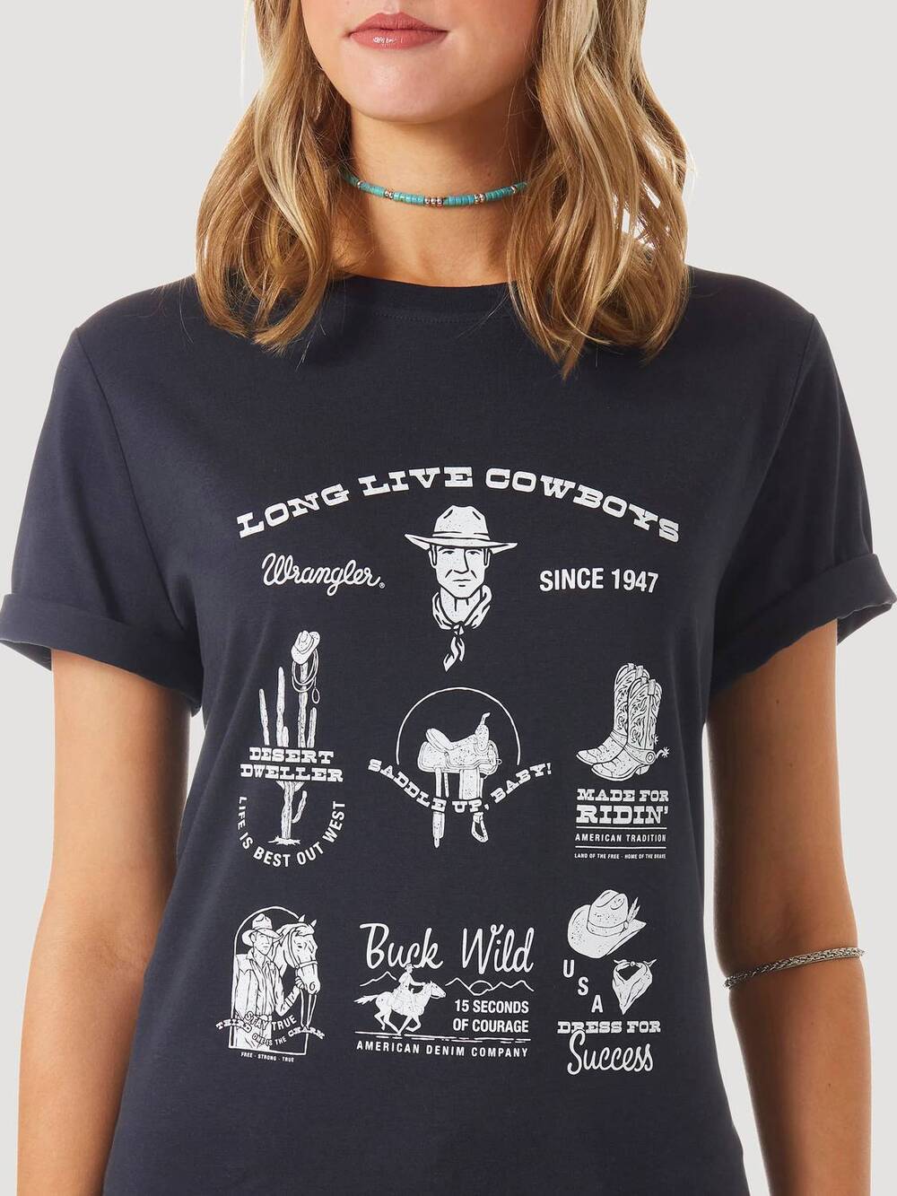 NEW WRANGLER rodeo graphic tee - plus in dark navy